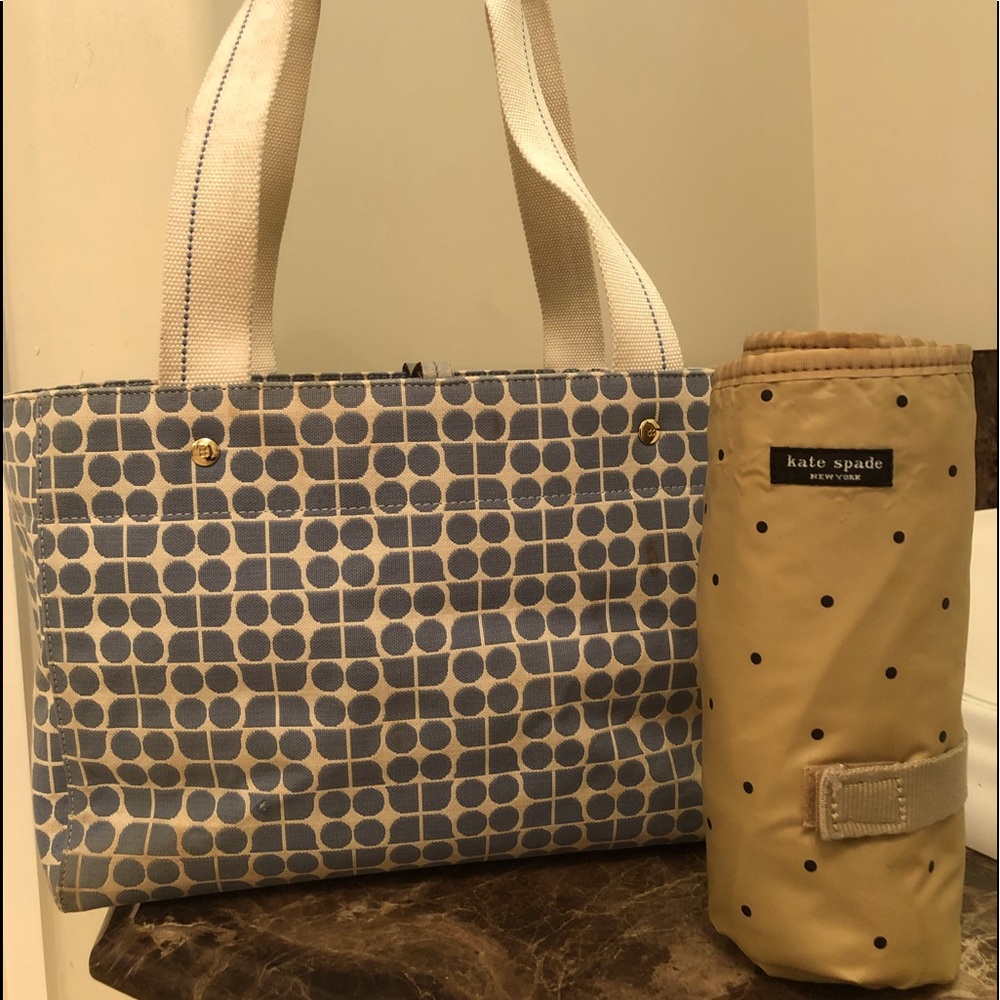 kate spade Blue and Cream Diaper Bag Tote